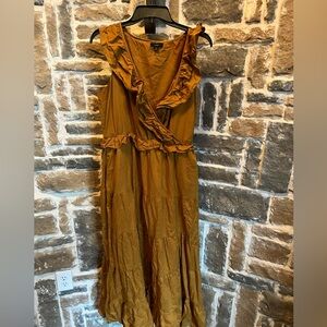 J. Crew Ruffled Maxi Dress in Warm Brown